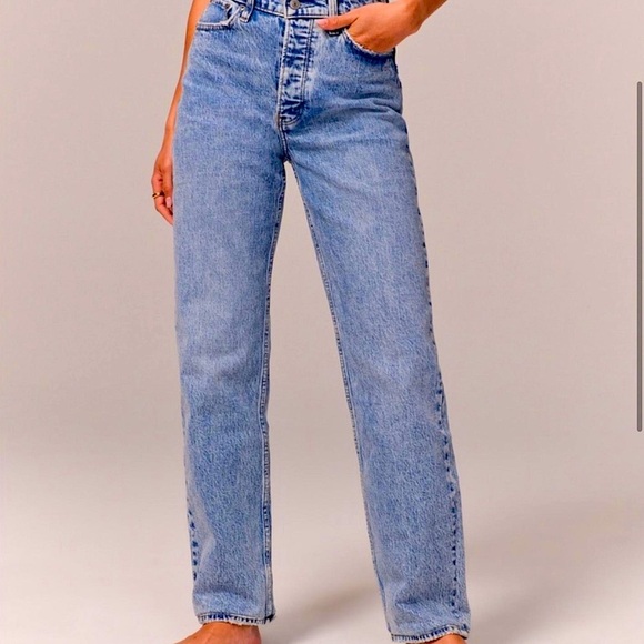 Abercrombie & Fitch The Dad High Rise Denim Jeans Medium Wash straight leg - Picture 13 of 13